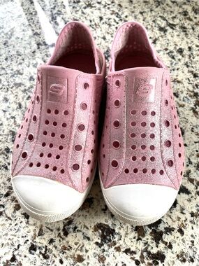 SKECHERS Foamies Guzman Steps Slip On Play Shoes Pink Sparkle 10